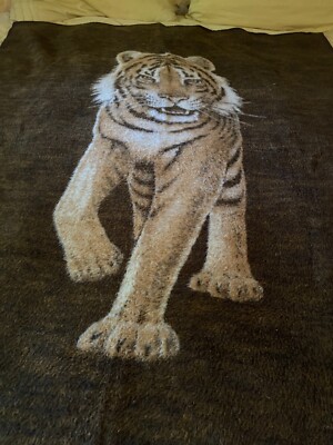 Vintage Safari Weavers Tiger West Germany Throw Blanket 70x60