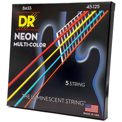 Saiten E-Bass DR NEON Hi-Def MULTI-COLOR Medium 5 Bass Saiten NEU