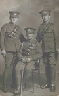 WW1 postcard 2nd Dragoon Guards ( Queen's Bays ) ? - 3 Tommies in studio shot