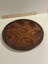French Saint Clement Majolica Brown Oyster Plate ca. 1960's