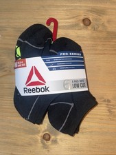 Reebok Boys 6-Pack Pro-Series No Show Socks, Black Size 10.5-4