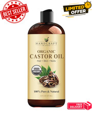 Premium Organic Castor Oil 100 Pure and Hexane-Free Cold-Pressed Beauty 16 fl.