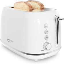 Toaster 2 Slice, Retro Wide Slot Stainless Steel Toaster with 6 Browning