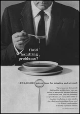 1957 Lear Romec Elyria Ohio Aircraft Fuel Pump Photo Man Eats Soup Fork Print Ad