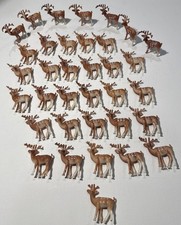 Set of 35 Mini Plastic Holiday Deer Reindeer Figures Brown Spotted Cake Topper