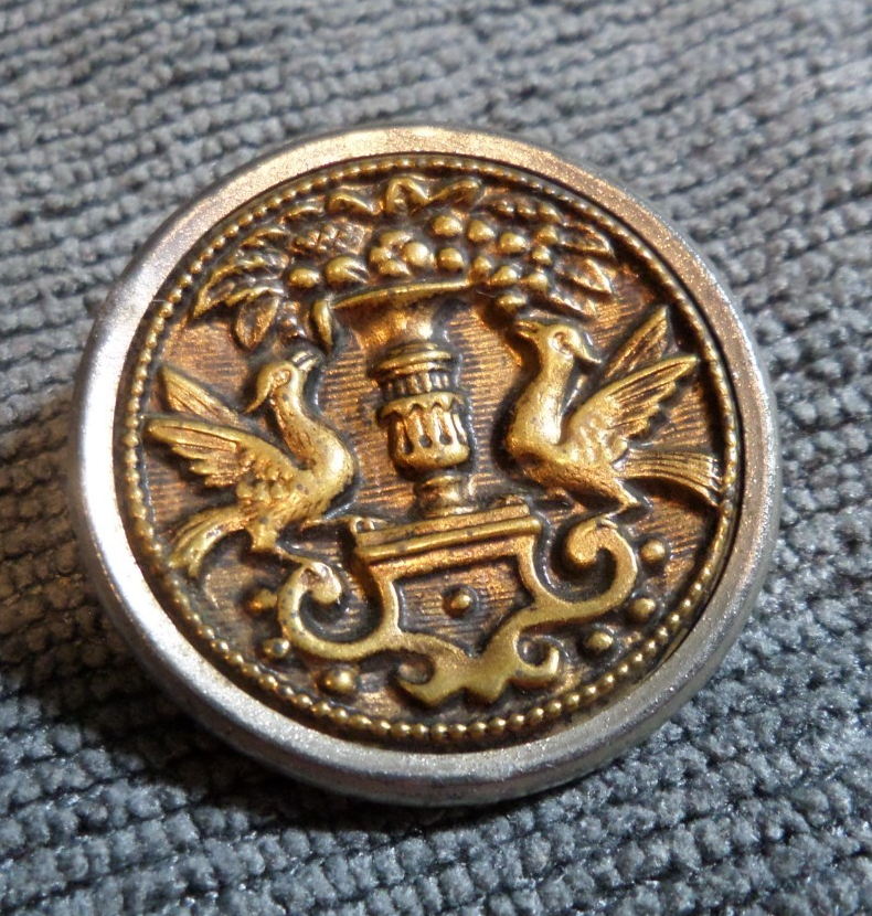 Loading More Button Design Vintage Antique Metal Picture Button COA COAT OF ARMS EAGLE BIRDS | eBay