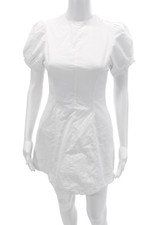 Weworewhat Women Mini Shirt Dress White Short Sleeve Crew Neck Size XS