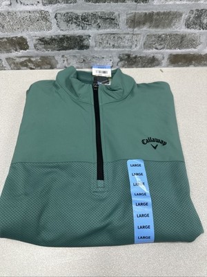 NWT Mens Large Callaway Sagebrush Green  1/4 Zip Pullover Opti-therm UPF50 NEW
