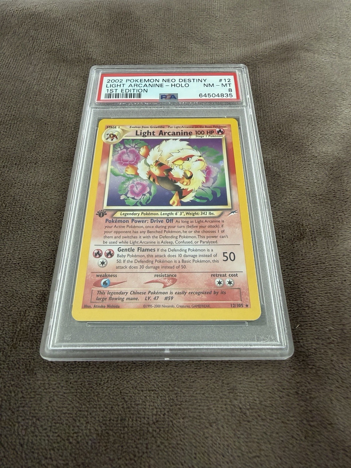 2002 Pokemon Neo Destiny 12 Light Arcanine Holo 1st Edition PSA 8