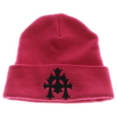 Chrome Hearts Watch Cap 3 CH CRS Neon Cemetery Cross Embroidered Beanie in Pink