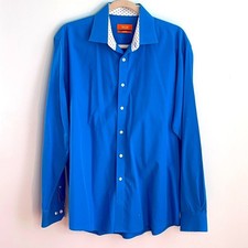 Tallia slim fit contrast cuff button down dress shirt sz 16.5 34/35