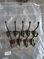 9 Old Vintage Japanned Coat Hooks School Farmhouse Hat Tack Rack 4"