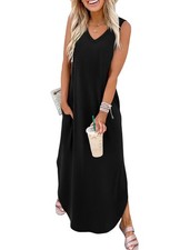 Dresses for Women 2025 Vacation Casual Maxi Summer Dress V Neck Weddging Gues...