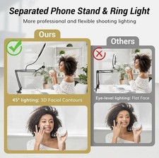 TONOR Overhead Ring Light Kit, 10" Ringlight with Heayy Duty Boom Arm and Phone