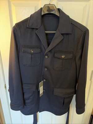 Spier And Mackay Field Jacket Navy Wool/Cashmere, NWT SIZE 42