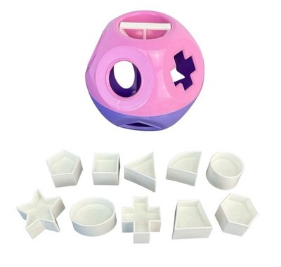 Tupperware Shape O Ball Toy Shape Sorter 10 White Shapes Pink & Purple Complete