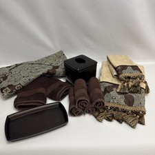 Bathroom Set with Shower Curtain, Bath Towels, Had Towels, Wash Cloth,Tissue Box