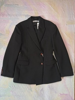 Acne Studios Double-Breasted Gabardine Blazer Black EU 42 NWT Womens
