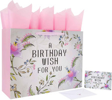16.5  Extra Large Birthday Gift Bag Set with Handles Greeting Card Tissue Pape