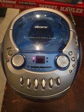 MP3126 Clear Blue Memorex Radio Stereo Boombox CD Cassette For Parts Or Repair