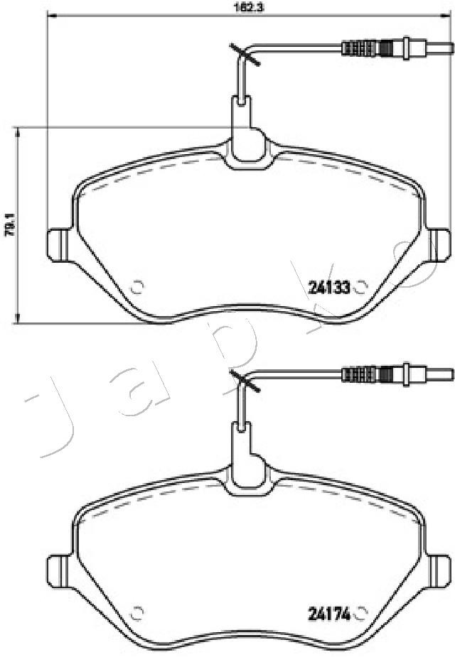Fits JAPKO 500619 BRAKE PAD SET, DISC BRAKE
