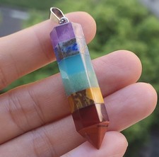 5pcs Natural Crystal Orgonite Pendant 7 Chakra Healing Talisman Women Men Amulet