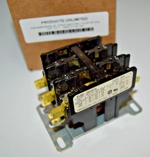 Products Unlimited Mod. 93 3100-3Q839 3 Pole Contactor 240/277V, 25FLA, 24V Coil