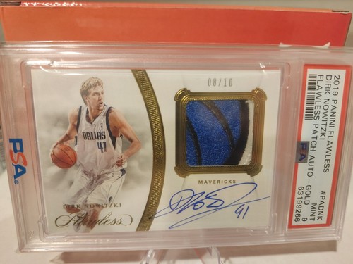 2019-20 Panini Flawless Dirk Nowitzki Patch Auto Gold Foil /10 PSA 9 Game Worn