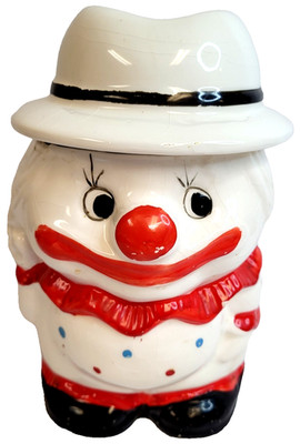 Vintage Clown With Hat Cookie Jar/ Candy Jar Collectable.
