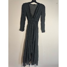 Maje Polka-Dot Chiffon Sheer Asymmetric Maxi ...