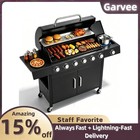 6 Burner Propane Gas Grill, Stainless Steel, Built in Tank Cabinet, Cast Iron