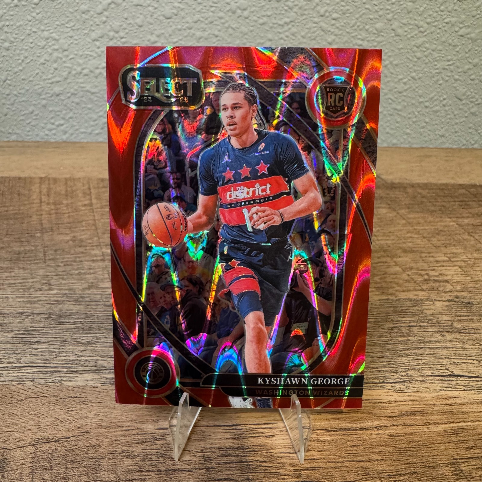 2024-25 Panini Select Courtside Kyshawn George #285 Red Tectonic Prizm /65 (RC)