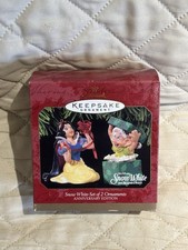 Hallmark Disney Snow White  Dopey Set of 2 Keepsake Ornaments Anniversary Ed