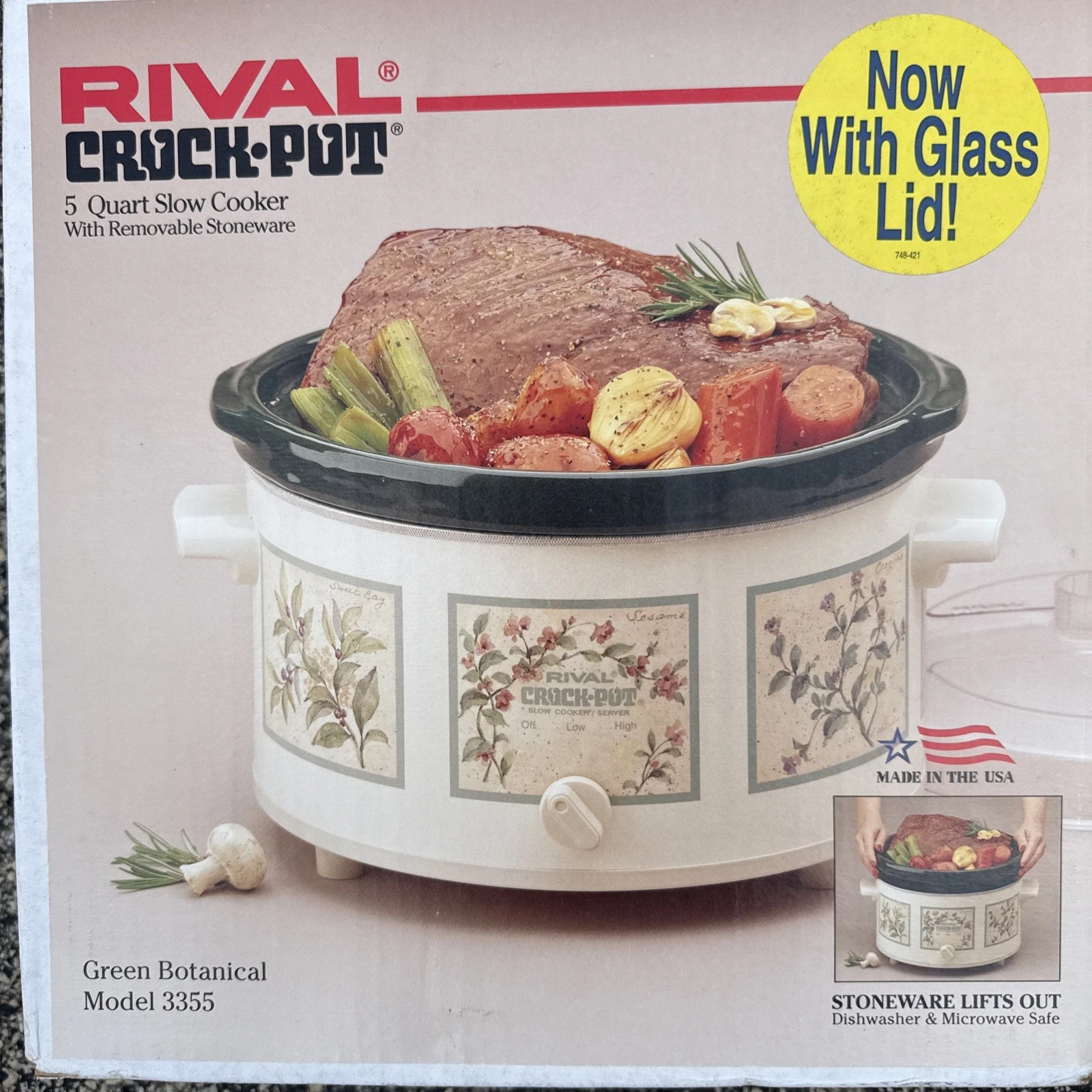 Rival Crock-Pot 3355 Green Botanical 5 Qt Slow Cooker w/ Glass Lid
Opens in a new window or tab