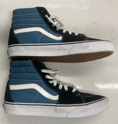 Vans SK8 Hi High Top Skate Shoes 
721356
Suede & canvas
Men’s 5
Navy Blue White Vans SK8 Hi High Top Skate Shoes Men main image 4