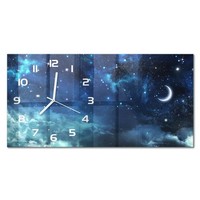 Glasuhr Glas-Wanduhr Ohne TickgeräUsche Sternenhimmel WeißE Zeiger 60X30 Cm