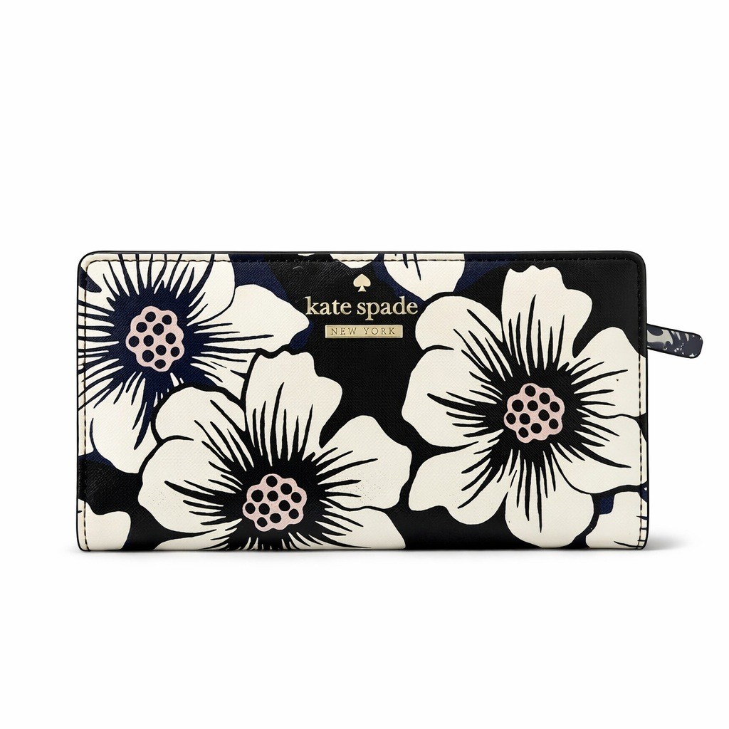 Kate Spade Stacy Cedar Street Floral Wallet Black White | eBay