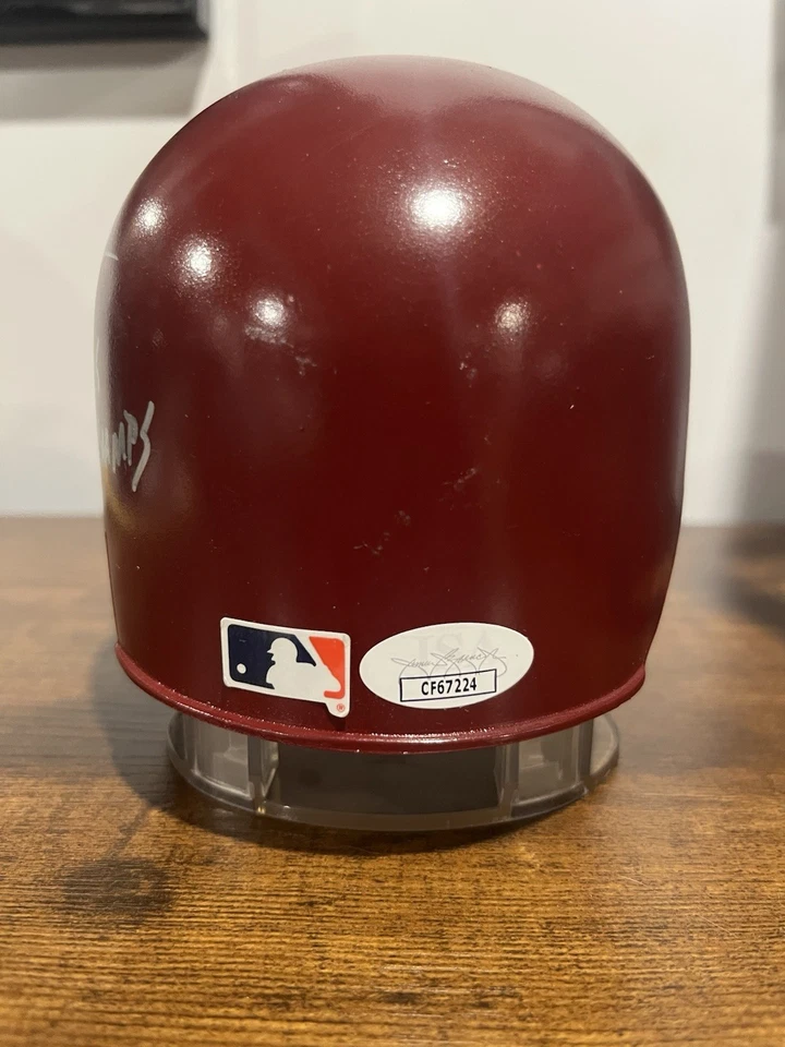 Marty Bystrom Signed Phillies Throwback Mini Helmet Inscribed 1980 WS Champs JSA - Image 2 of 4