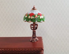 Dollhouse Table Lamp Non-Working Stained Glass Style by Reutter Porcelain 1:12