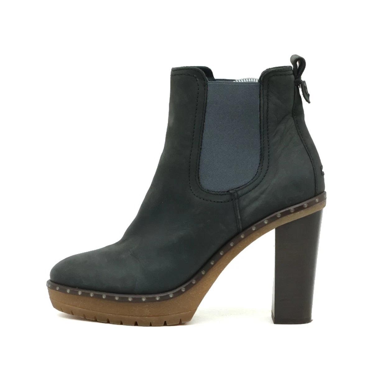 Schwarze Lederstiefeletten Mit Nieten | Stiefeletten Mit Absatz