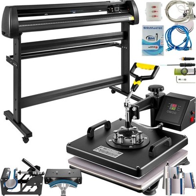 15x15in 8-in-1 heat press & 53in vinyl cutter combo, sublimation machine