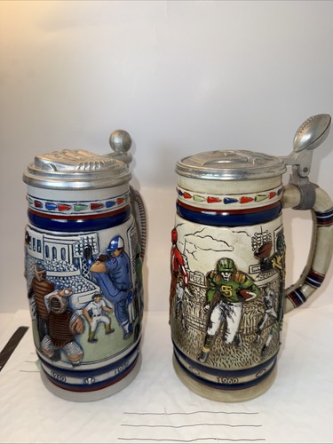Avon Vintage Beer Steins  Sports/  Football , Baseball Series  Set 2.