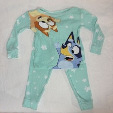 Bluey  Bingo Teal Long Sleeved Pajama 2 Piece Set 100 Cotton 3T