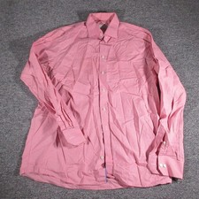 Eton Dress Shirt Mens 17 Pink Check Contemporary Long Sleeve Button Up
