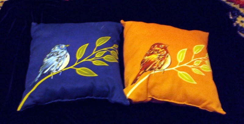 Lot Of 2 Very Beautiful Colorful Bird Couch Pillows , NWOT , MUST SEE