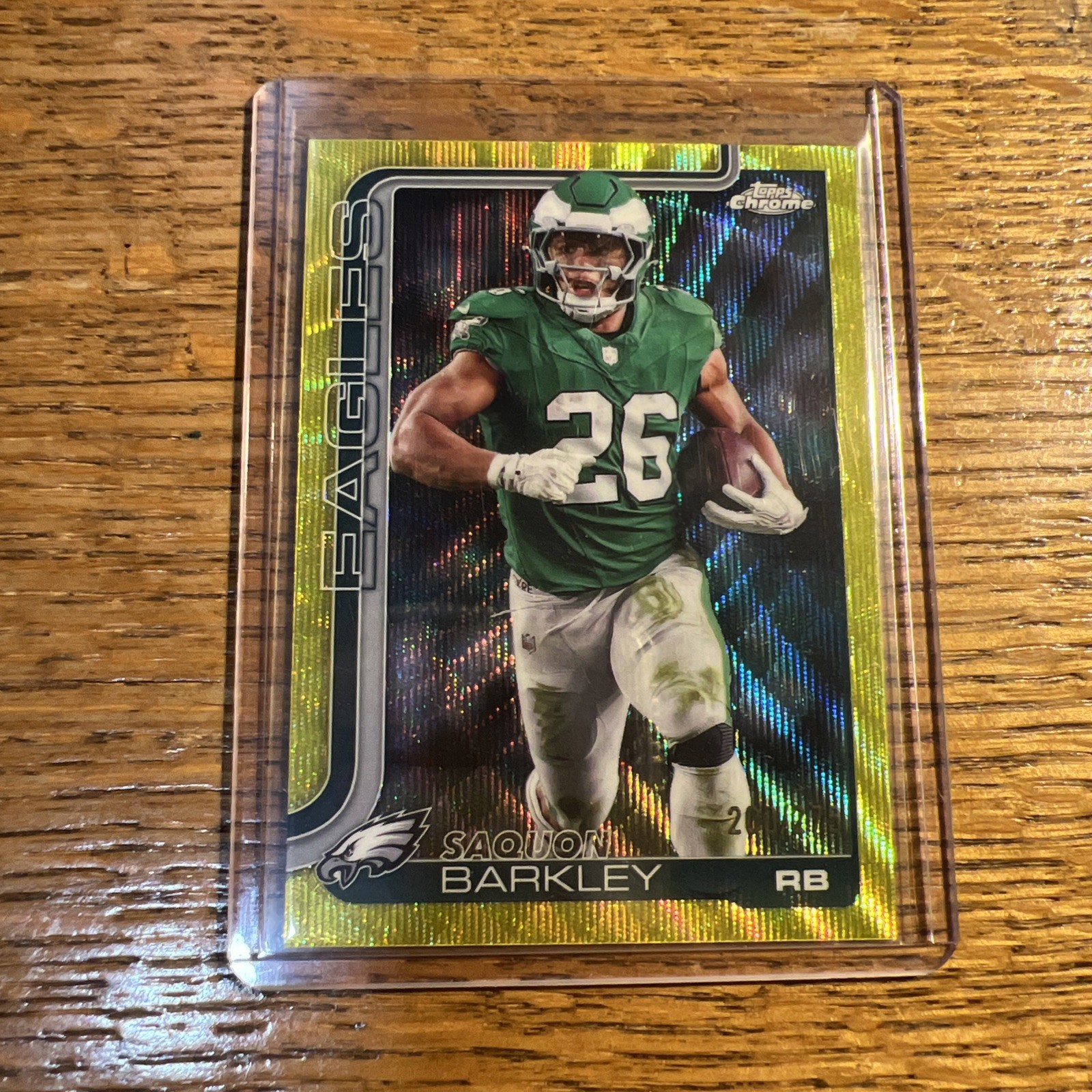 2025 Topps Chrome Football Saquon Barkley #248 Yellow Wave Refractor /275