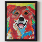 Colorful Acrylic Dog Painting "Happy Dog" Original Modern Signed Canvas 11x14 — photo 1