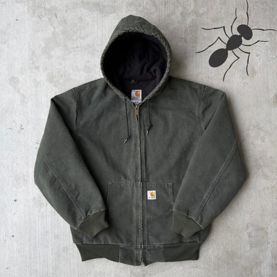Carhartt WOMENS WJ130 MOS green hooded work wear jacket Medium