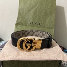 Used Gucci Marmont Reversible Supreme Belt Black/Beige Size 95-36