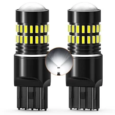 2X 7443 7440 LED Reverse Brake Tail Backup Stop Parking Light Bulbs CANBUS White